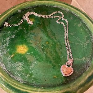 Gold and silver heart pendant necklace